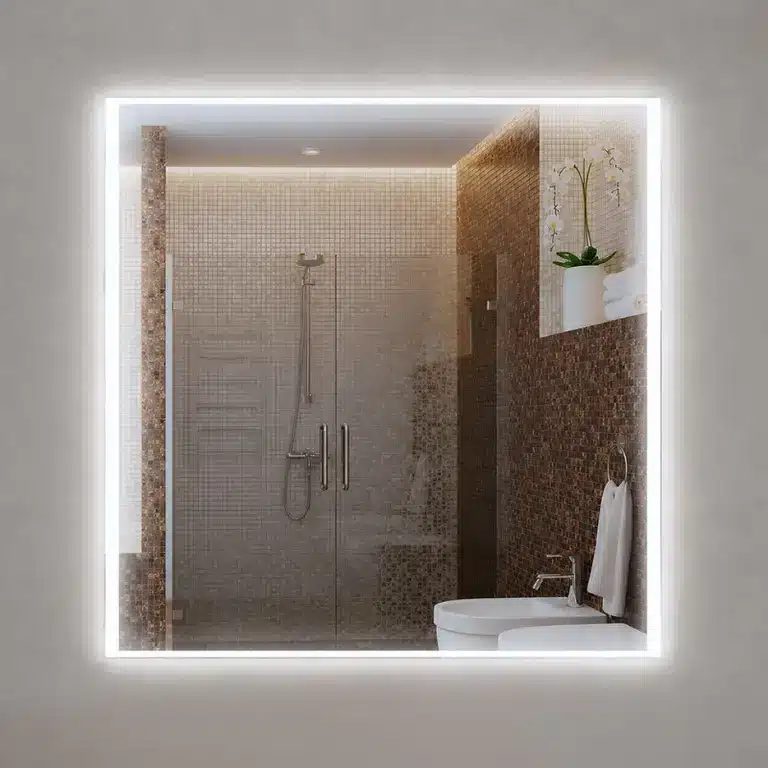 Segunda vista del espejo Estambul 80x80 con luz LED