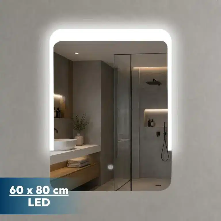 Espejo LED Tuvalu Benotti 60x80 con esquinas redondeadas