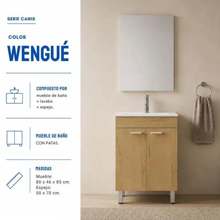 Segunda vista del conjunto Canis wengué de 80 cm