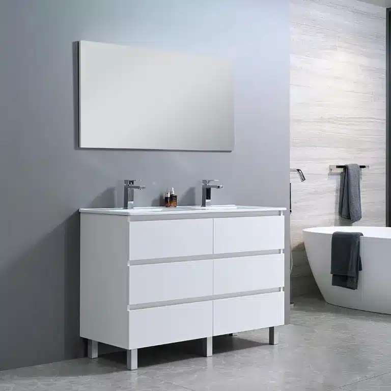 Mueble de baño Mika de 120 cm con doble lavabo y espejo