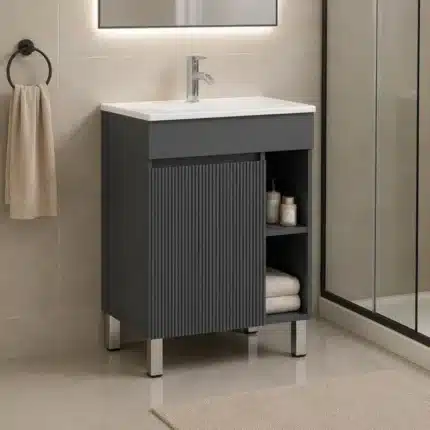 Mueble de baño Roxana gris de 60 cm con lavabo