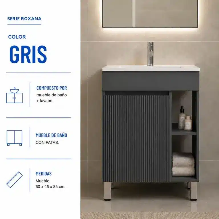 Segunda vista del mueble Roxana gris de 60 cm