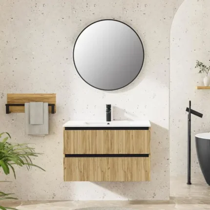 mueble baño suspendido Arena 80 cm haya