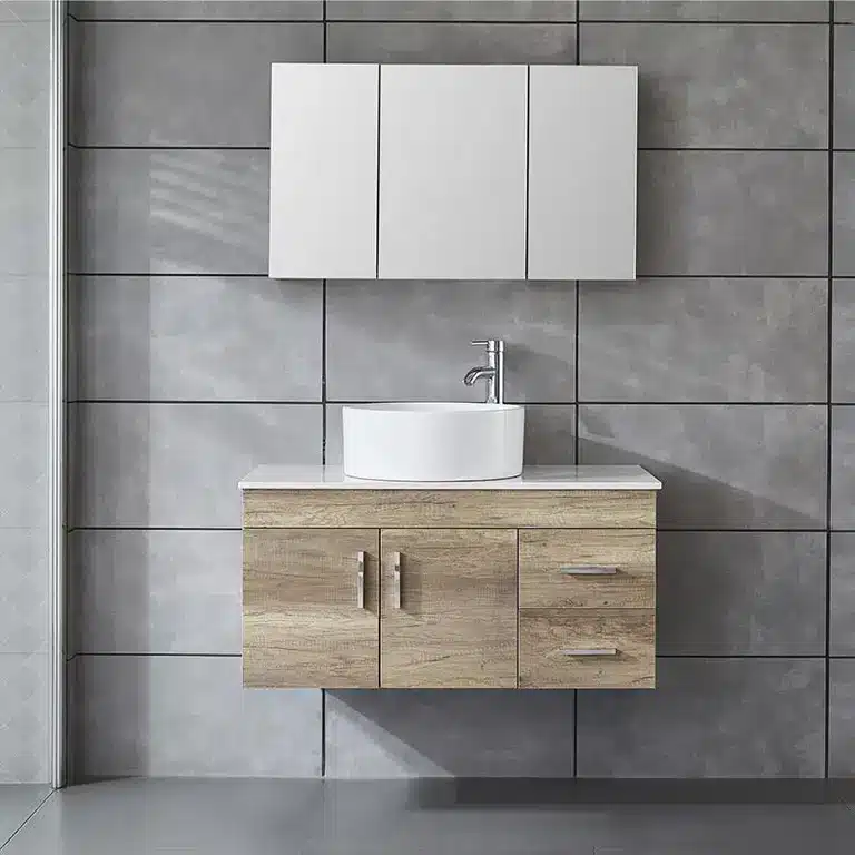 Vista frontal del mueble Beta roble de 80 cm