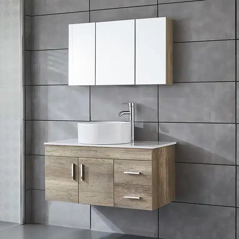 Mueble baño suspendido Beta 80 cm roble con lavabo