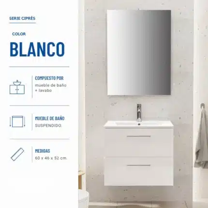 mueble baño suspendido Cipres 60 cm vista 2