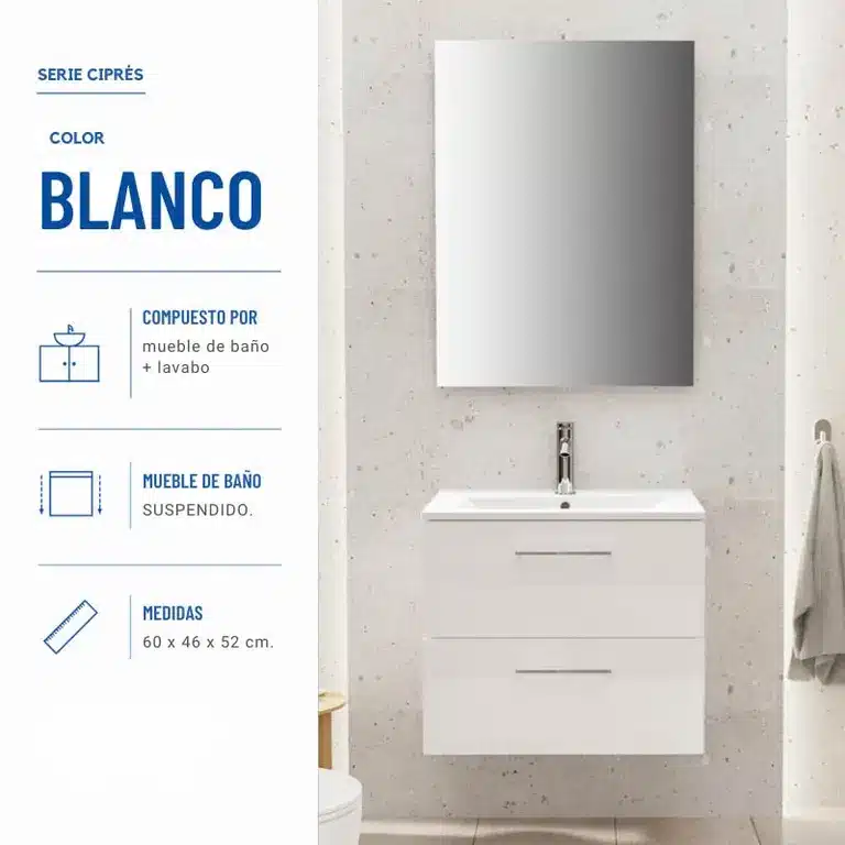 mueble baño suspendido Cipres 60 cm vista 2