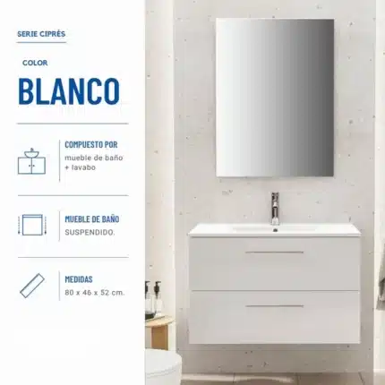 mueble baño suspendido Cipres 80 cm vista 2