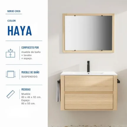 mueble baño suspendido Cris 80 cm vista 2