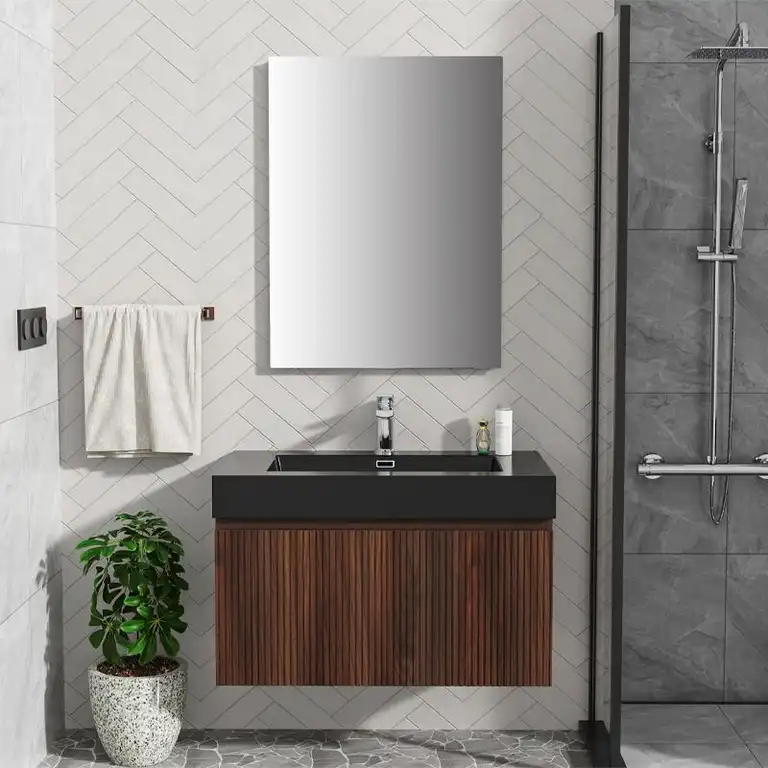 mueble baño suspendido Mar 80 cm wengué