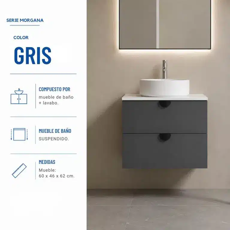 mueble baño suspendido Morgana 60 cm vista 2