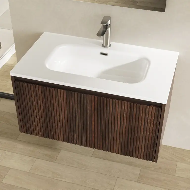 mueble baño suspendido Nil 80 cm roble vista 3