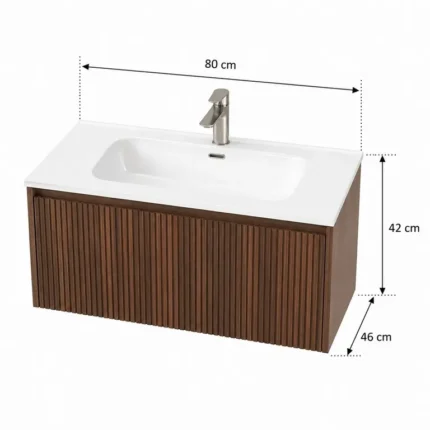 mueble baño suspendido Nil 80 cm roble vista 5