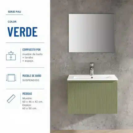 mueble baño suspendido Pau 60 cm vista 2