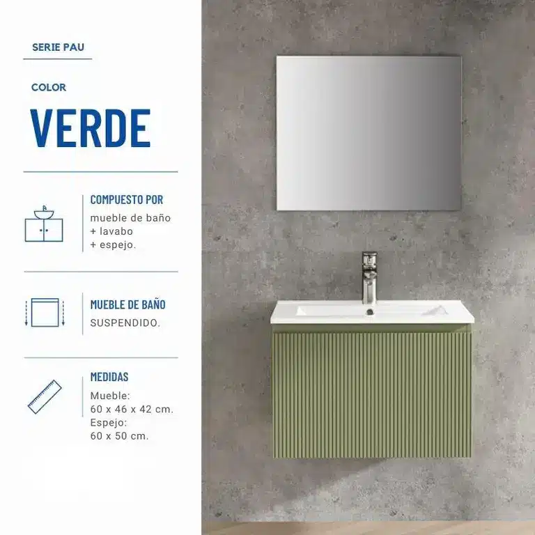 mueble baño suspendido Pau 60 cm vista 2