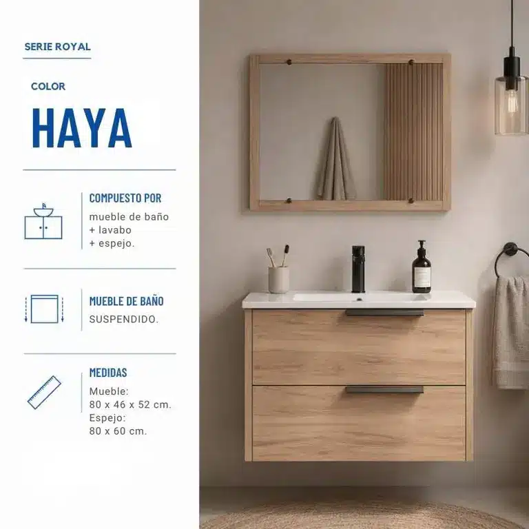 mueble baño suspendido Royal 80 cm vista 2