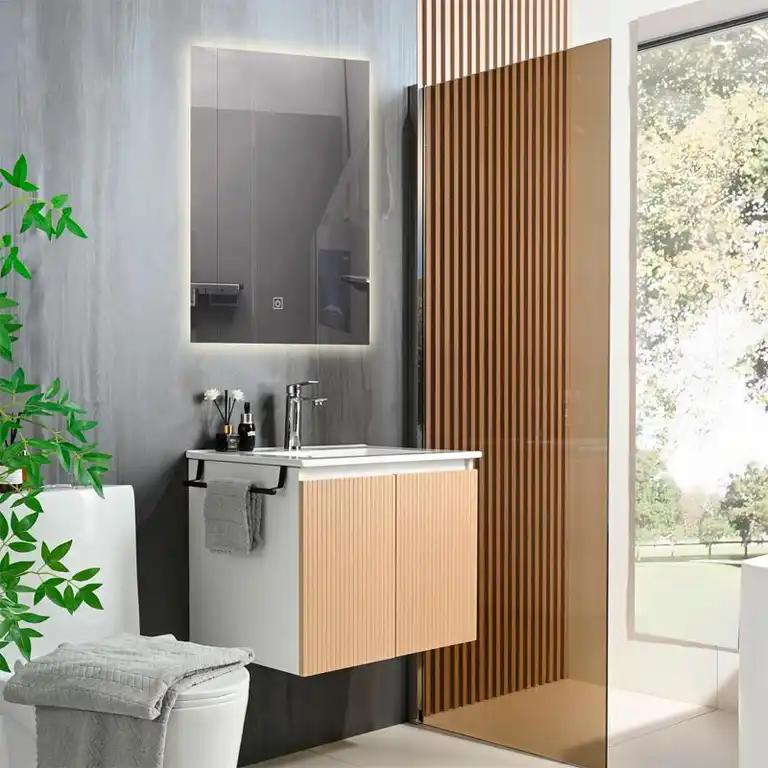 mueble baño suspendido Tai 60 cm blanco-haya