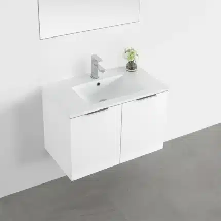 Vista del mueble suspendido Venus con lavamanos cerámico