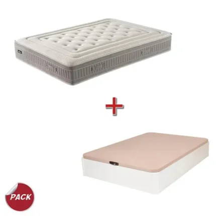 Pack colchón y canapé Natural con canapé blanco