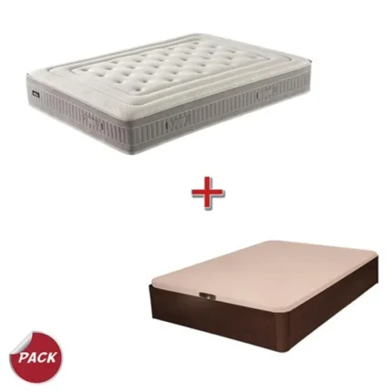Pack colchón y canapé Natural con canapé wengué