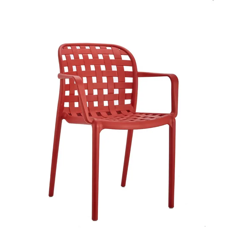 Sillón de exterior apilable Four en color Rojo