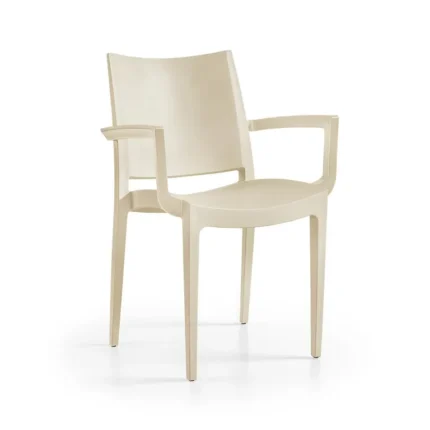 Sillón de exterior apilable Wanda en color Beige claro
