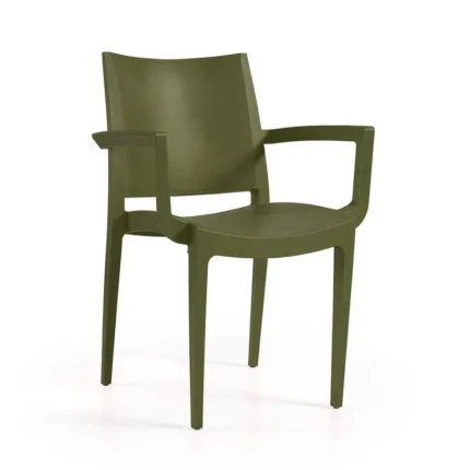 Sillón de exterior apilable Wanda en color Oliva