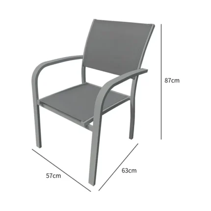 Sillón de jardín de aluminio Cancún con armazón y textilene antracita, vista 2