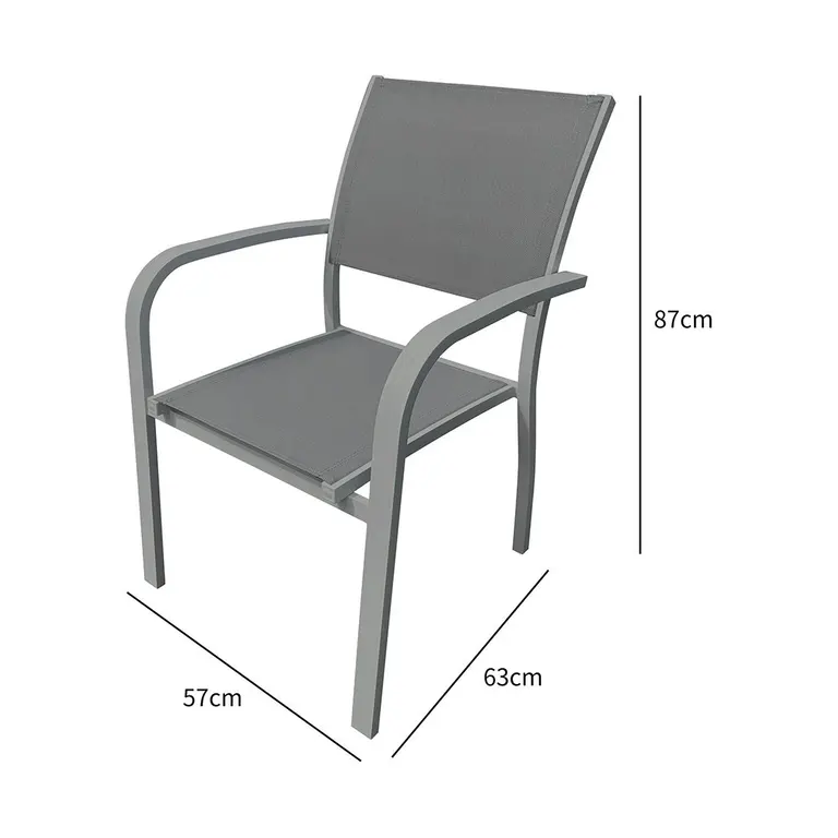 Sillón de jardín de aluminio Cancún con armazón y textilene antracita, vista 2