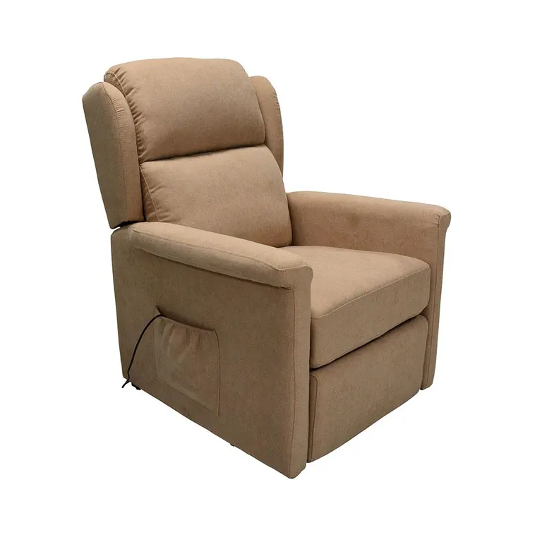 Sillón elevador Malta beige con tapizado Minsk y bolsillo lateral