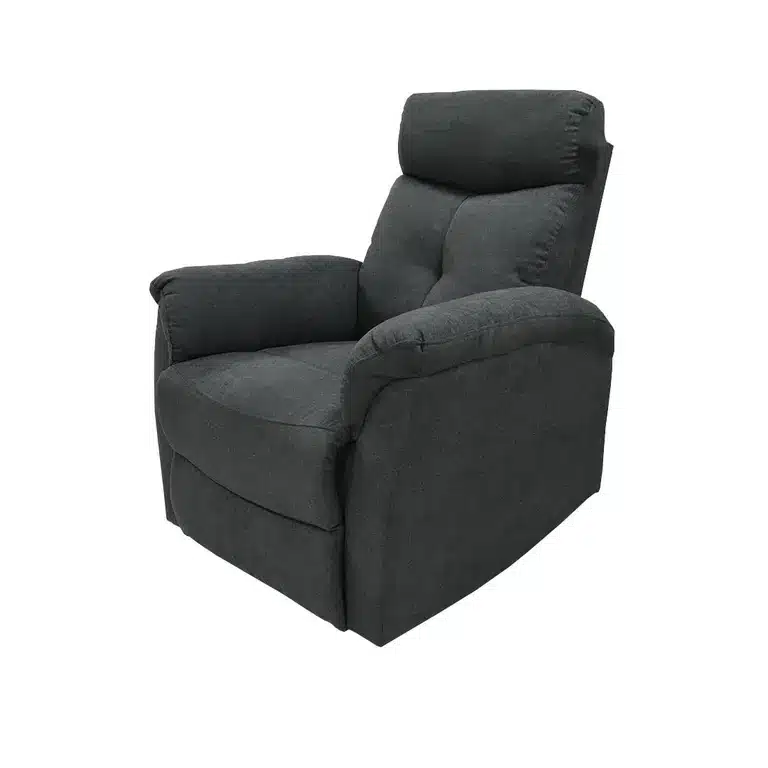 Sillón relax Nova en gris oscuro, vista de tres cuartos cerrado