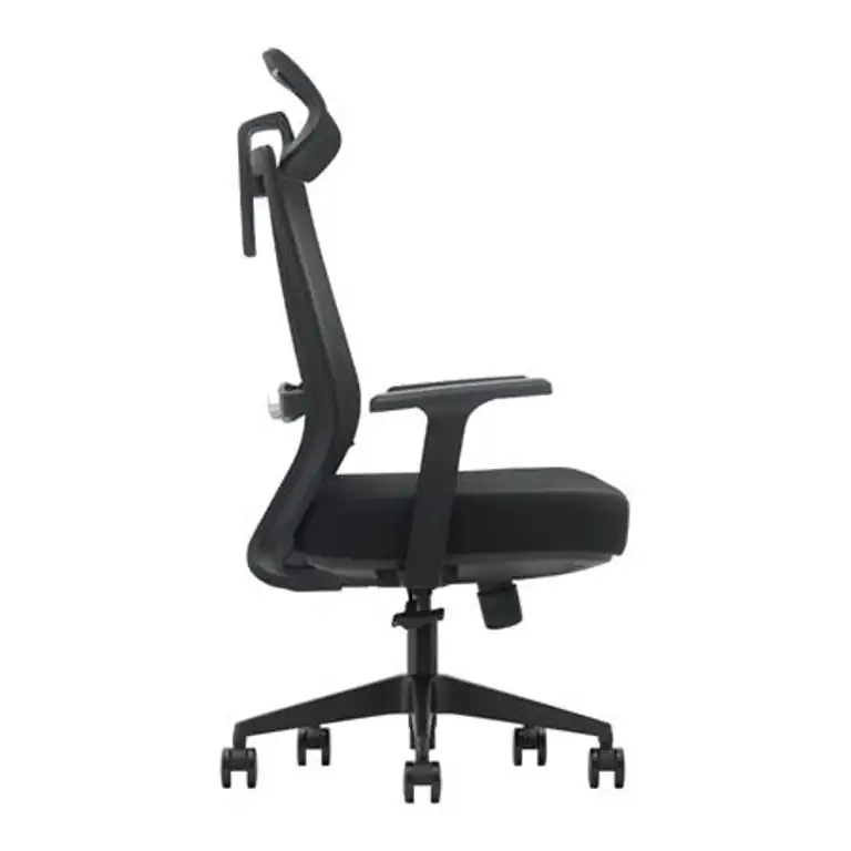 Silla de oficina Serie 300 Nodofix vista lateral con respaldo reclinable y base de nailon
