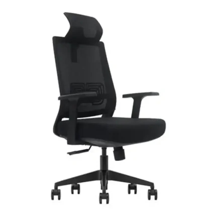 Silla de oficina Serie 300 Nodofix negra con soporte lumbar y reposacabezas regulable